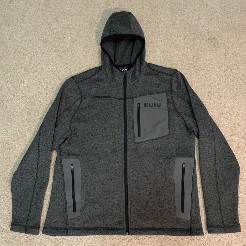 Kuiu Base Camp Full-Zip Hooded Sweater Charcoal Large